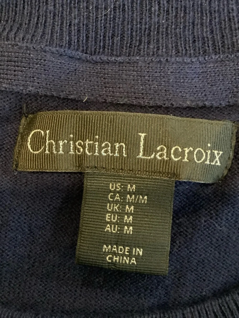 NWT CHRISTIAN LACROIX Navy Blue Silk/Cashmere Blend Lightweight Summer Sweater M